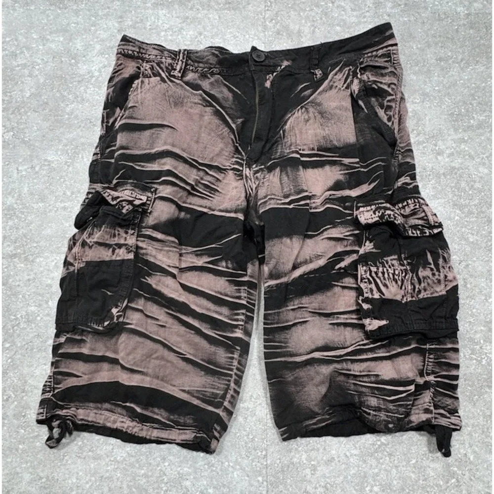 Y2K XIYUHUANGZU Vtg Vintage Men's 34 Pink Black Baggy Cargo Gorpcore Shorts Rare
